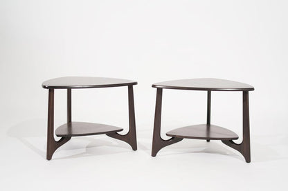 Refined Set of Sculpted Walnut End Tables, C. 1950s