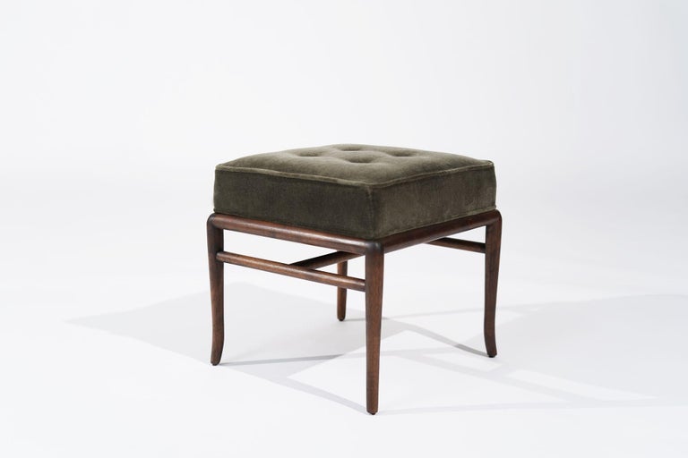 Sabre Leg Walnut Stool by T.H. Robsjohn-Gibbings, C. 1950s