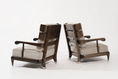 Rare Slat-Back Walnut Lounge Chairs by Widdicomb, Circa 1950s