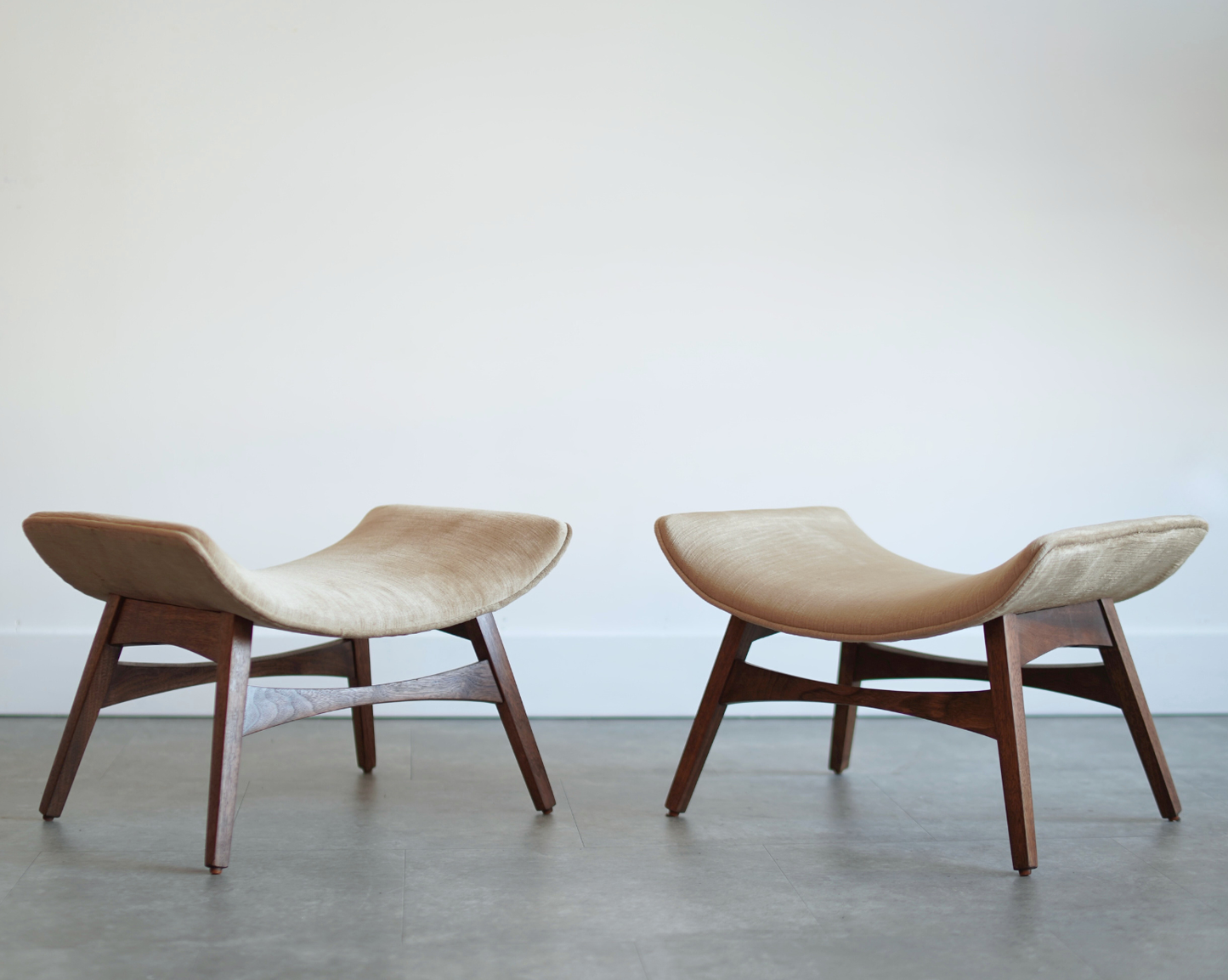 Curved Walnut Stools by Mel Abitz, C. 1960s