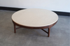 Travertine and Walnut Coffee Table by Erwin Lambeth, C. 1950s