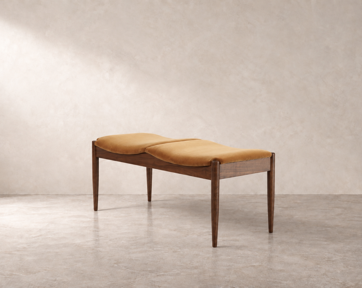 Wave II Bench — Dark Walnut Floor Sample | Ready to Ship