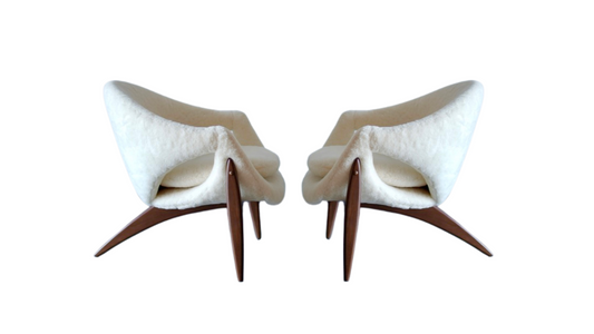 Sculptural Lounge Chairs in Shearling by Luigi Tiengo, Canada, C. 1960s