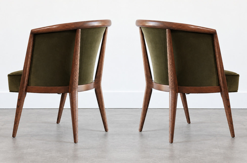 Harold Schwartz Lounge Chairs in Olive Velvet, C. 1950s
