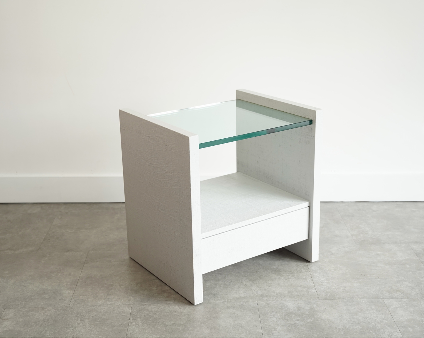 Pair of Karl Springer Lacquered Linen Nightstands, circa 1980s