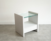Pair of Karl Springer Lacquered Linen Nightstands, circa 1980s