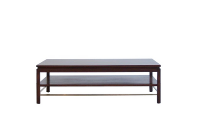 Edward Wormley Brass Stretcher Walnut Coffee Table, C. 1950s
