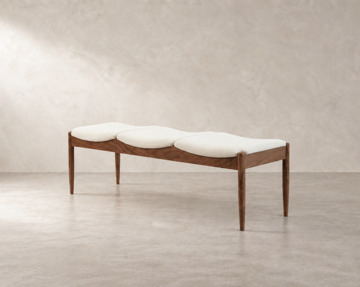 Wave III Bench — Natural Walnut Floor Sample | Ready to Ship