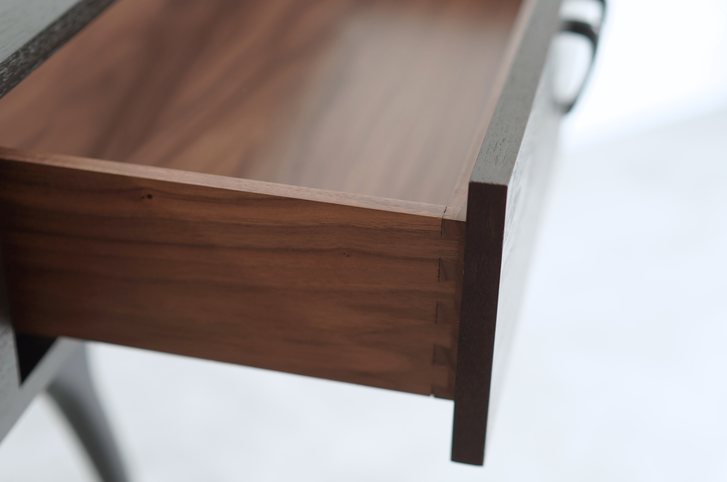 Crescent Console Table in Dark Walnut and Bronze
