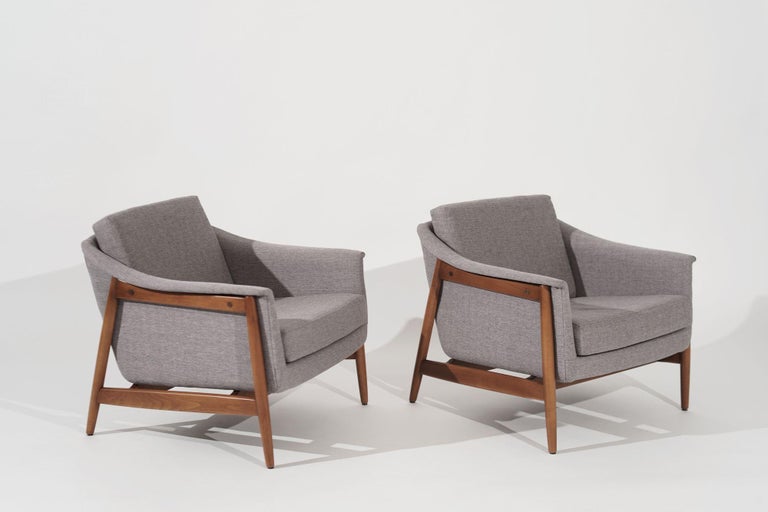 Set of Teak Lounge Chairs by Folke Ohlsson for Dux, Sweden, circa 1950s