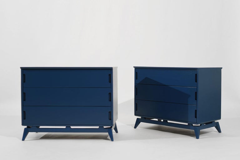 Royal Blue MCM Chests of Drawers, C. 1950s