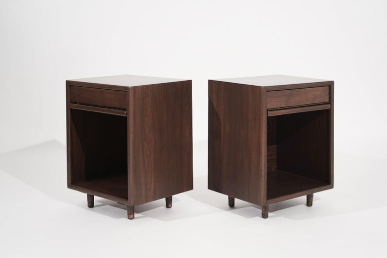 Set of Minimalist Walnut End Tables, C. 1950s
