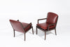 Set of Lounge Chairs by Ole Wanscher in Sangria Leather, Denmark, C. 1960s