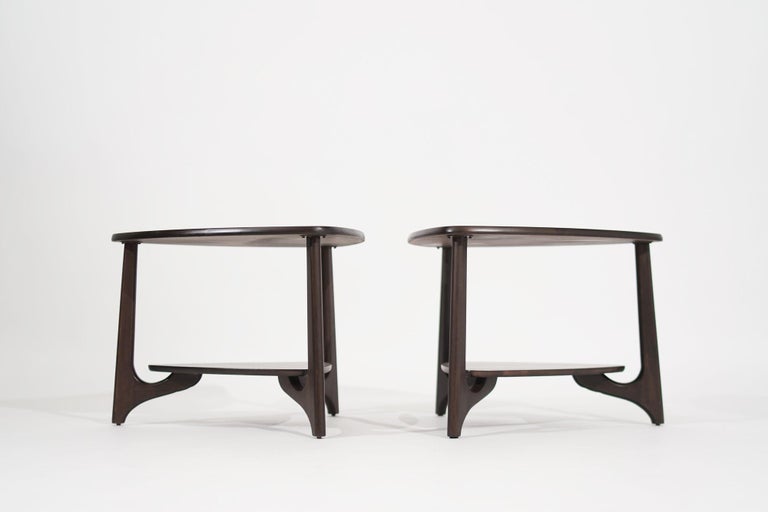 Refined Set of Sculpted Walnut End Tables, C. 1950s