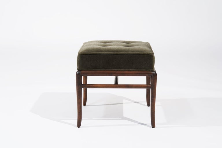 Sabre Leg Walnut Stool by T.H. Robsjohn-Gibbings, C. 1950s