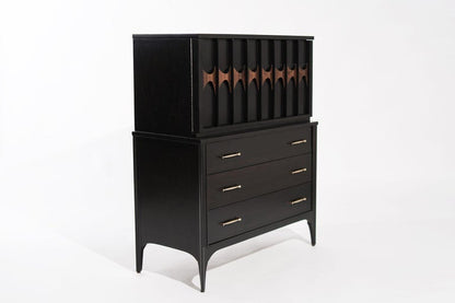 Kent Coffey Perspecta Collection Walnut and Rosewood Chest of Drawers, C. 1950s