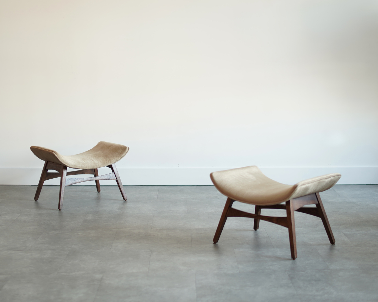 Curved Walnut Stools by Mel Abitz, C. 1960s