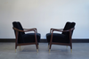Set of Sculptural Walnut Lounge Chairs in Mohair, C. 1950s