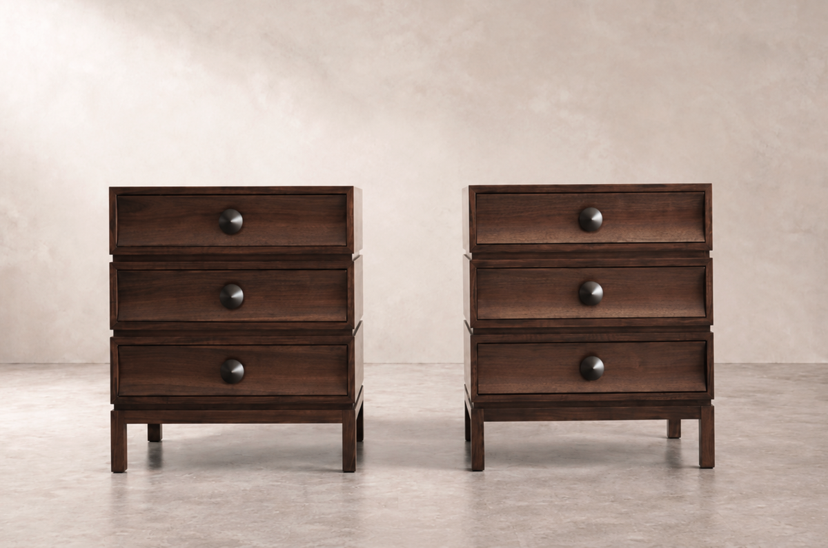 Stacked Nightstands — Dark Walnut Floor Samples | Ready to Ship