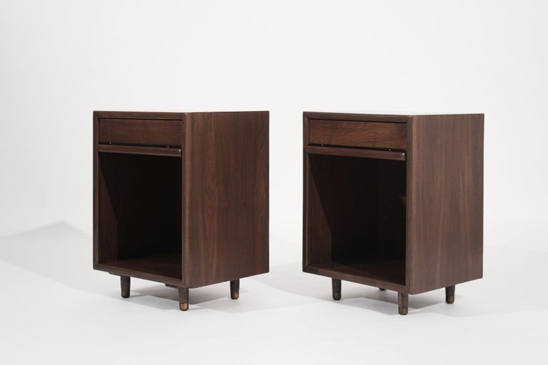 Set of Minimalist Walnut End Tables, C. 1950s