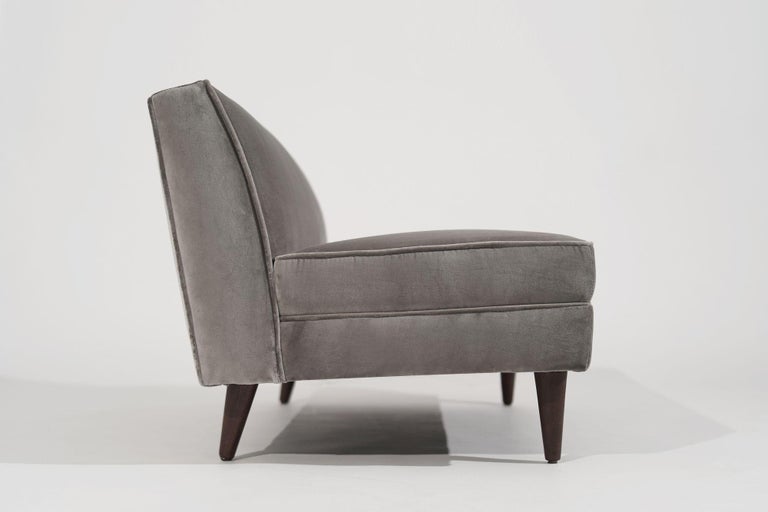 Edward Wormley for Dunbar Loveseat in Grey Velvet, circa 1950s