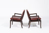 Set of Lounge Chairs by Ole Wanscher in Sangria Leather, Denmark, C. 1960s