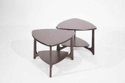 Refined Set of Sculpted Walnut End Tables, C. 1950s