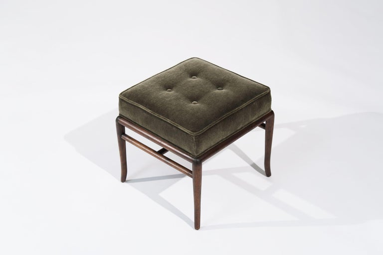 Sabre Leg Walnut Stool by T.H. Robsjohn-Gibbings, C. 1950s