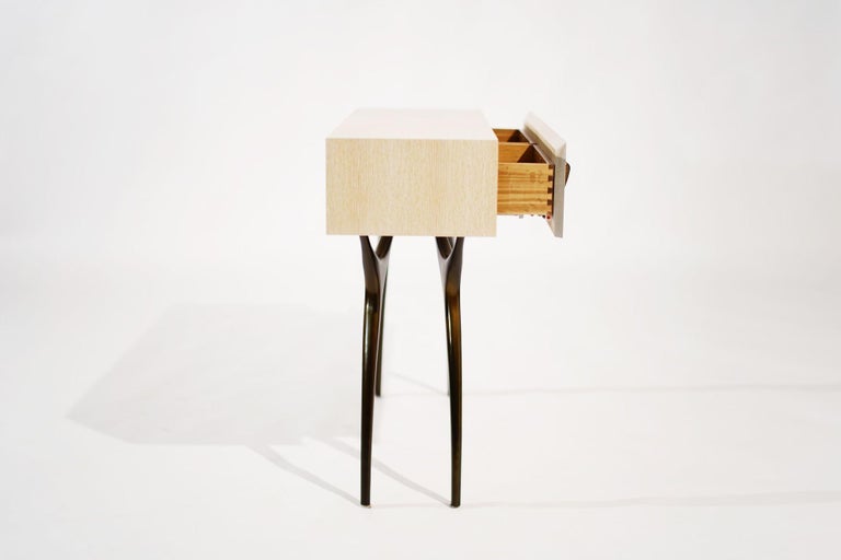 Crescent Console in White Oak and Bronze