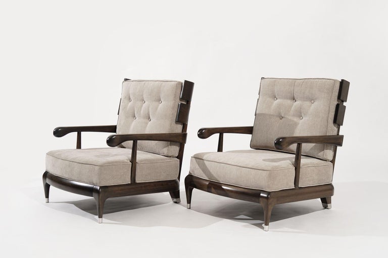 Rare Slat-Back Walnut Lounge Chairs by Widdicomb, Circa 1950s