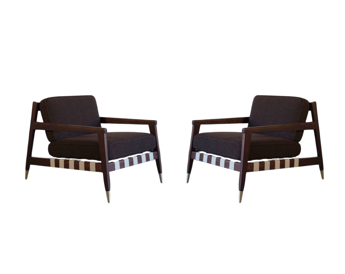 Walnut Lounge Chairs by Edmond J. Spence, C. 1950s