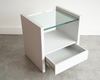 Pair of Karl Springer Lacquered Linen Nightstands, circa 1980s