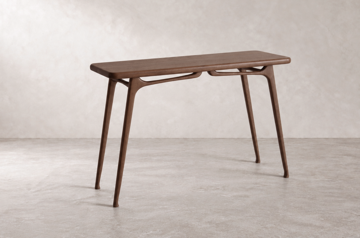 ICO Console Table — Dark Walnut Floor Sample | Ready to Ship