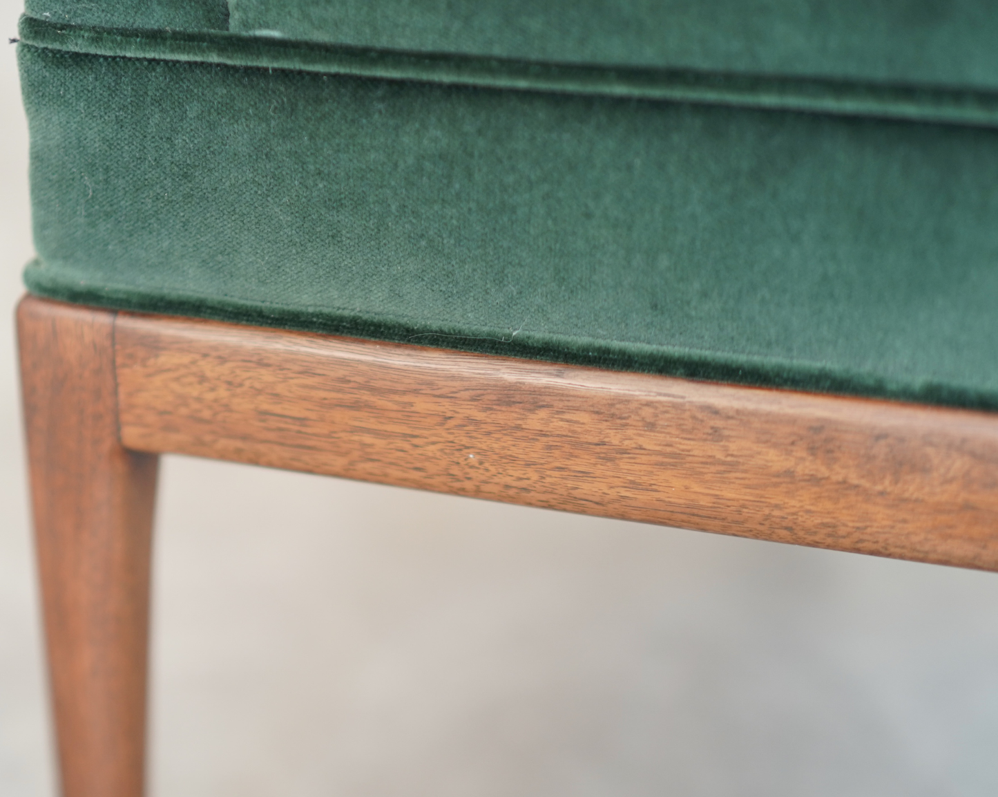 T.H. Robsjohn-Gibbings Style Lounge Chairs in Emerald Velvet, C. 1950s