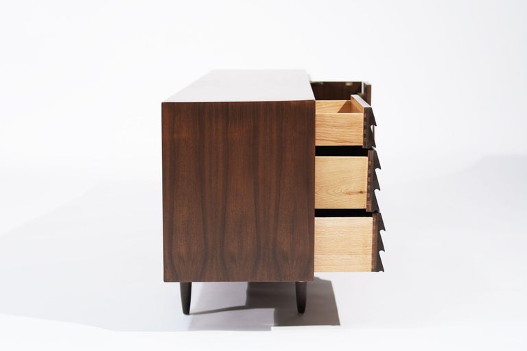 Mid Century Modern Credenza with Brass Accents, C. 1950s