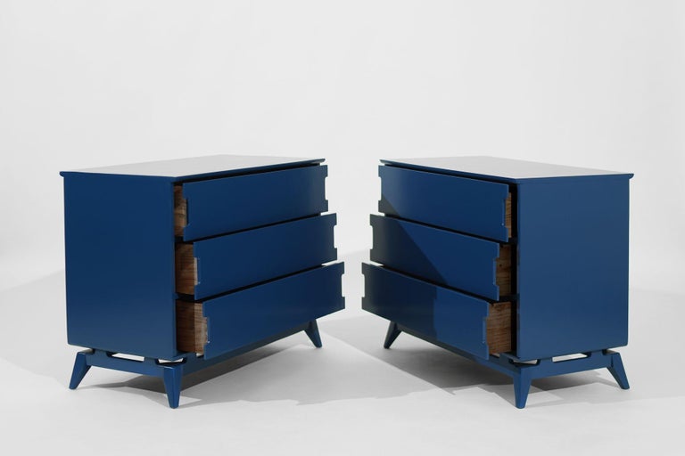 Royal Blue MCM Chests of Drawers, C. 1950s