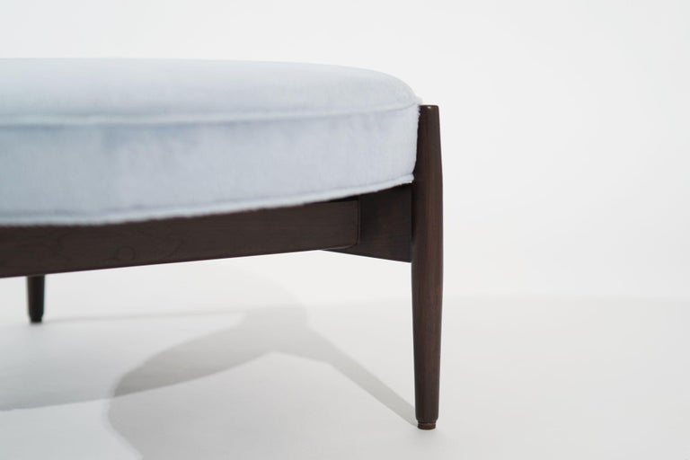 Jens Risom Ottoman in Light Blue Mohair, C. 1960s
