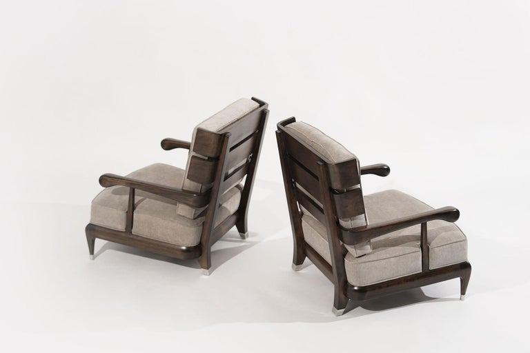 Rare Slat-Back Walnut Lounge Chairs by Widdicomb, Circa 1950s