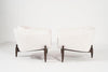 Set of Transitional Tripod Lounge Chairs in Wool, circa 1950s