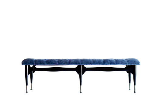 Sculptural MCM Ebonized Mahogany Bench, C. 1950s