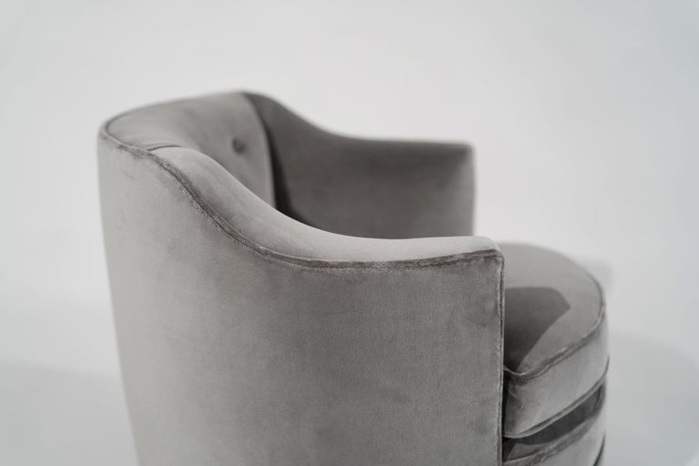 Edward Wormley for Dunbar Swivel Chairs in Grey Alpaca Velvet, C. 1950s