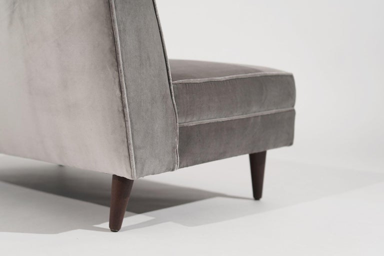 Edward Wormley for Dunbar Loveseat in Grey Velvet, circa 1950s