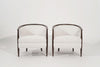 Pair of Exposed Walnut Framework Barrel Lounge Chairs, circa 1960s