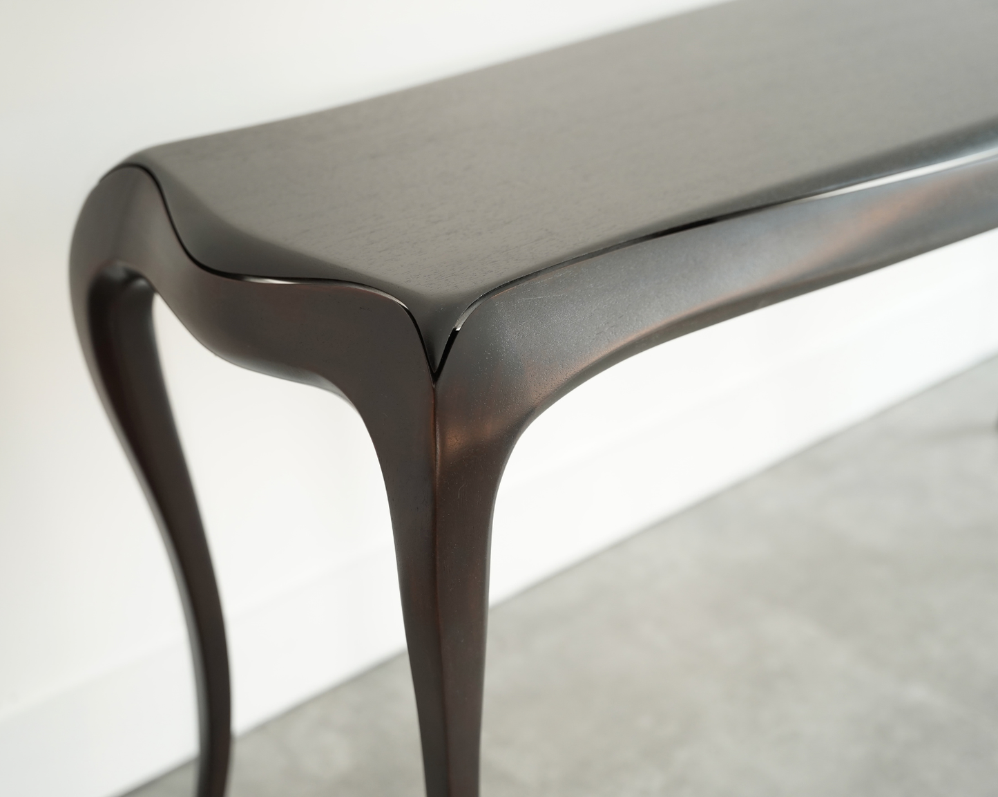 Sculpted Sapele Mahogany Console Table in Espresso, 1960s