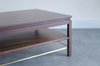 Edward Wormley Brass Stretcher Walnut Coffee Table, C. 1950s
