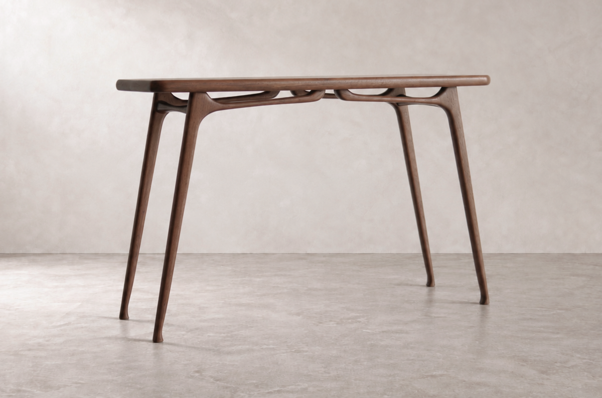 ICO Console Table — Dark Walnut Floor Sample | Ready to Ship