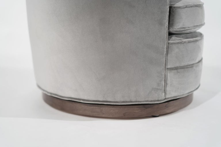 Edward Wormley for Dunbar Swivel Chairs in Grey Alpaca Velvet, C. 1950s