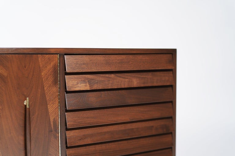 Mid Century Modern Credenza with Brass Accents, C. 1950s
