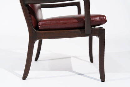 Set of Lounge Chairs by Ole Wanscher in Sangria Leather, Denmark, C. 1960s
