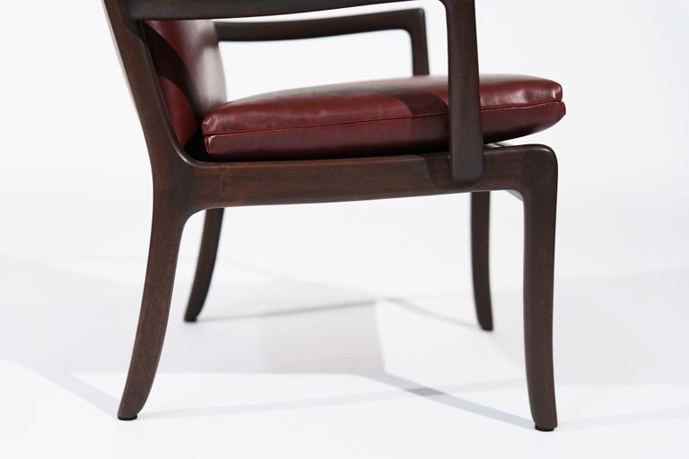 Set of Lounge Chairs by Ole Wanscher in Sangria Leather, Denmark, C. 1960s